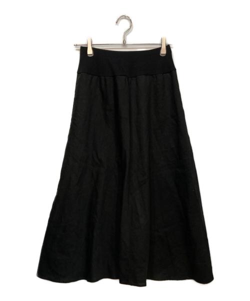 BEARDSLEY（ビアズリー）BEARDSLEY (ビアズリー) リネン フレアー スカート ブラックの古着・服飾アイテム