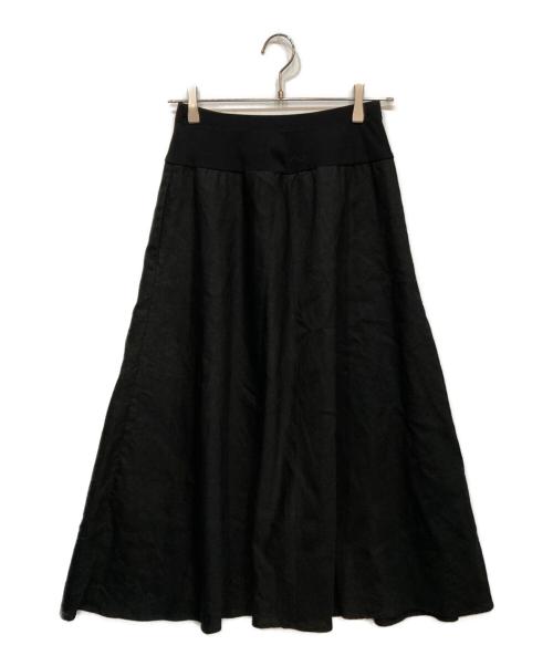 BEARDSLEY（ビアズリー）BEARDSLEY (ビアズリー) リネン フレアー スカート ブラックの古着・服飾アイテム