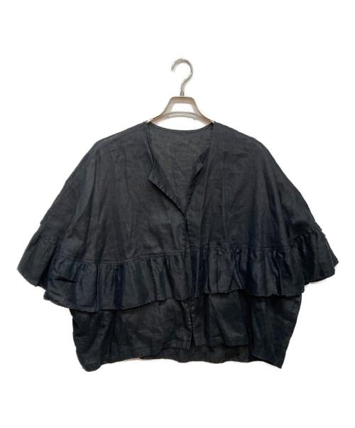BEARDSLEY（ビアズリー）BEARDSLEY (ビアズリー) リネン フリル ハオリ ブラック サイズ:Fの古着・服飾アイテム