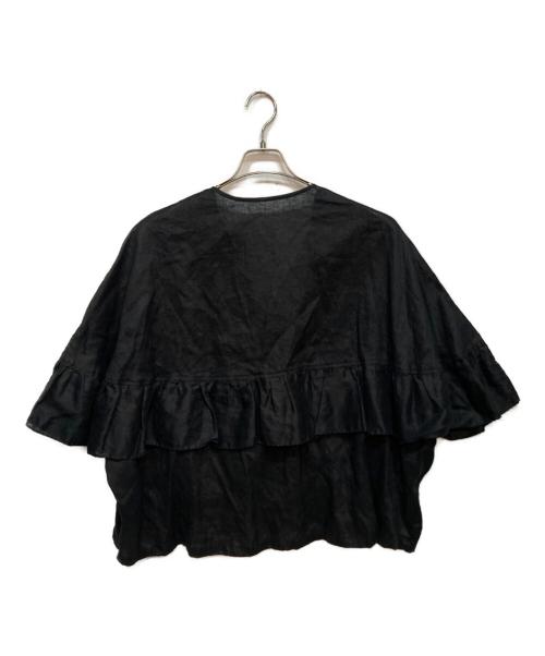 BEARDSLEY（ビアズリー）BEARDSLEY (ビアズリー) リネン フリル ハオリ ブラック サイズ:Fの古着・服飾アイテム