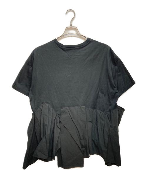 ENFOLD（エンフォルド）ENFOLD (エンフォルド) シルケット 天竺 コンビ フレア Tシャツ ブラック サイズ:38の古着・服飾アイテム
