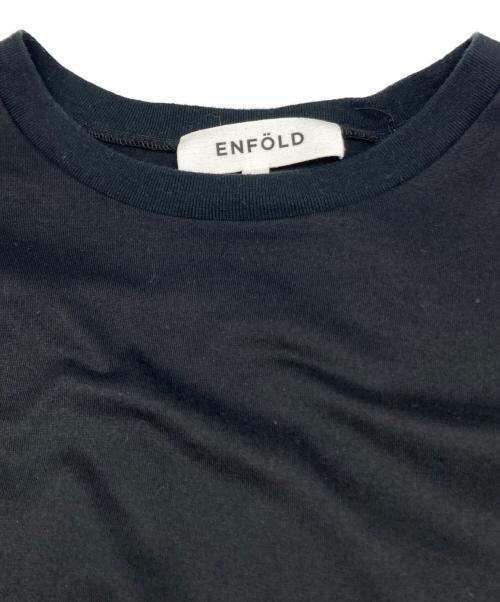 ENFOLD（エンフォルド）ENFOLD (エンフォルド) シルケット 天竺 コンビ フレア Tシャツ ブラック サイズ:38の古着・服飾アイテム
