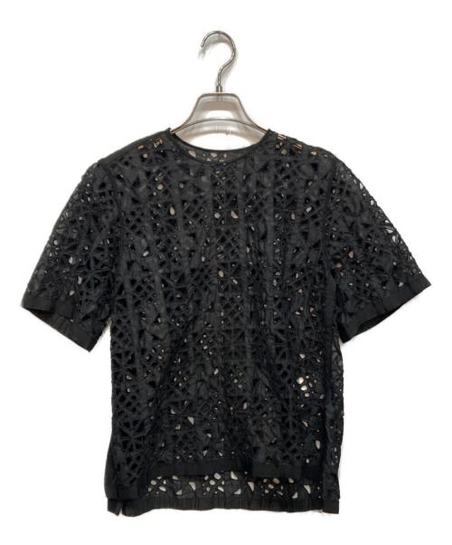 TOMORROW LAND collection（トゥモローランドコレクション）TOMORROW LAND collection (トゥモローランドコレクション) トライアングルボーラー クルーネック ブラウス ブラック サイズ:36の古着・服飾アイテム
