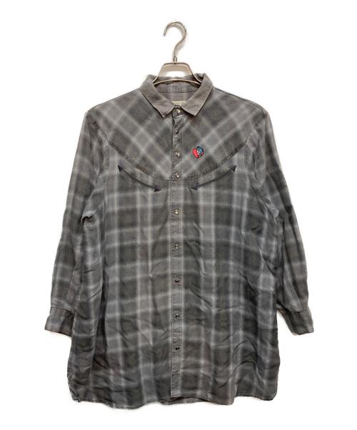 Hysteric Glamour（ヒステリックグラマー）Hysteric Glamour (ヒステリックグラマー) レーヨン チェック シャツ グレー サイズ:Fの古着・服飾アイテム