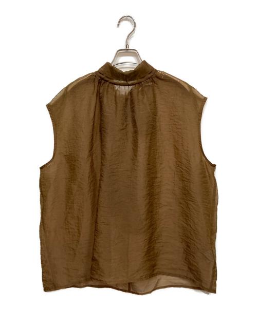 CLANE（クラネ）CLANE (クラネ) シアーリボンノースリーブトップス ブラウン サイズ:1の古着・服飾アイテム