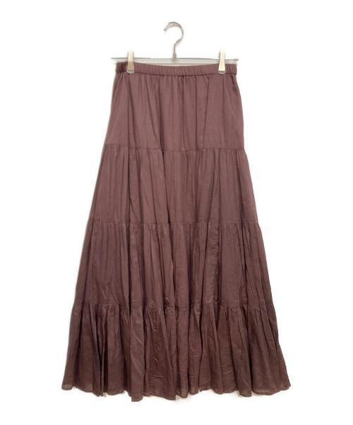 Spick and Span（スピック＆スパン）Spick and Span (スピック＆スパン) HYU ギャザー ティアード スカート ブラウン サイズ:38の古着・服飾アイテム