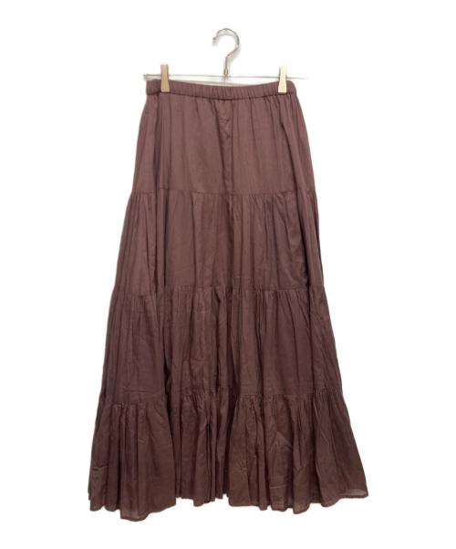 Spick and Span（スピック＆スパン）Spick and Span (スピック＆スパン) HYU ギャザー ティアード スカート ブラウン サイズ:38の古着・服飾アイテム