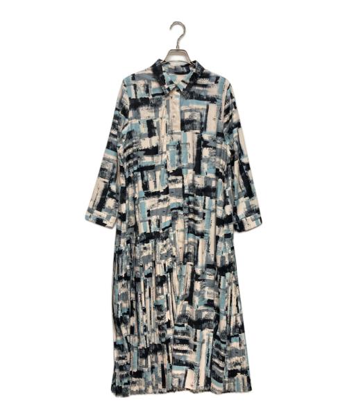 SUMI STYLE（スミ スタイル）SUMI STYLE (スミ スタイル) 襟付きプリーツワンピース ブルー サイズ:Fの古着・服飾アイテム