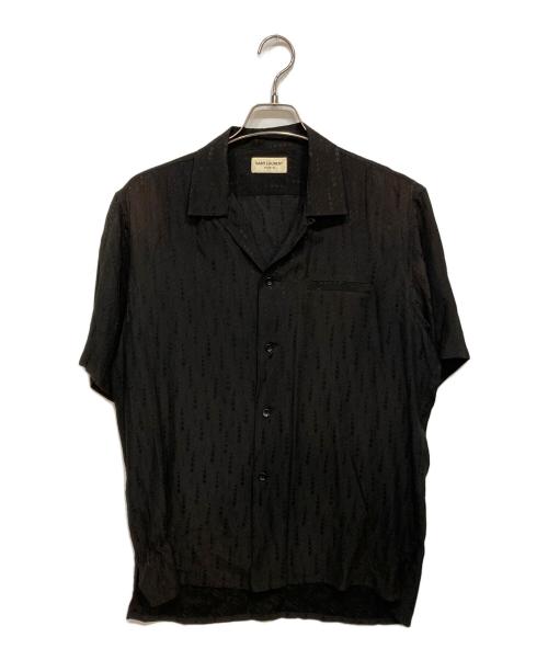 Saint Laurent Paris（サンローランパリ）Saint Laurent Paris (サンローランパリ) スターエンブロイダリーシルク半袖シャツ ブラック サイズ:39の古着・服飾アイテム