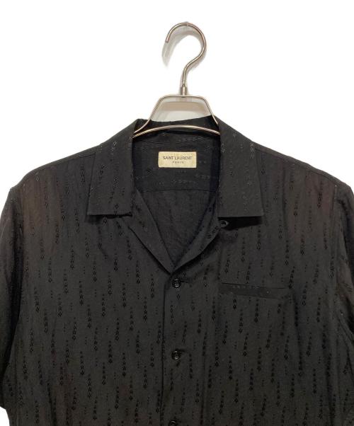 Saint Laurent Paris（サンローランパリ）Saint Laurent Paris (サンローランパリ) スターエンブロイダリーシルク半袖シャツ ブラック サイズ:39の古着・服飾アイテム