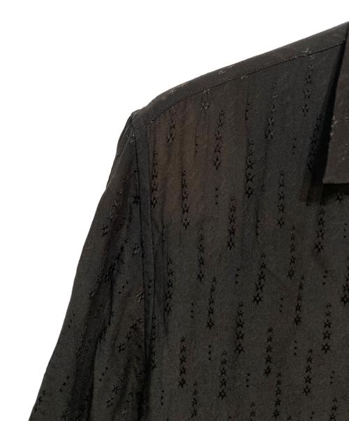Saint Laurent Paris（サンローランパリ）Saint Laurent Paris (サンローランパリ) スターエンブロイダリーシルク半袖シャツ ブラック サイズ:39の古着・服飾アイテム