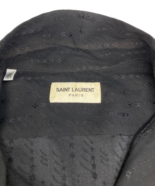 Saint Laurent Paris（サンローランパリ）Saint Laurent Paris (サンローランパリ) スターエンブロイダリーシルク半袖シャツ ブラック サイズ:39の古着・服飾アイテム