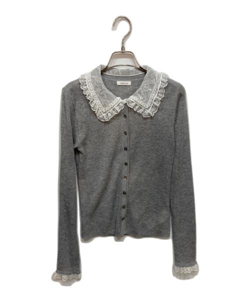FRAY ID（フレイ アイディー）FRAY ID (フレイ アイディー) レースカラーニットカーティガン グレー サイズ:1の古着・服飾アイテム