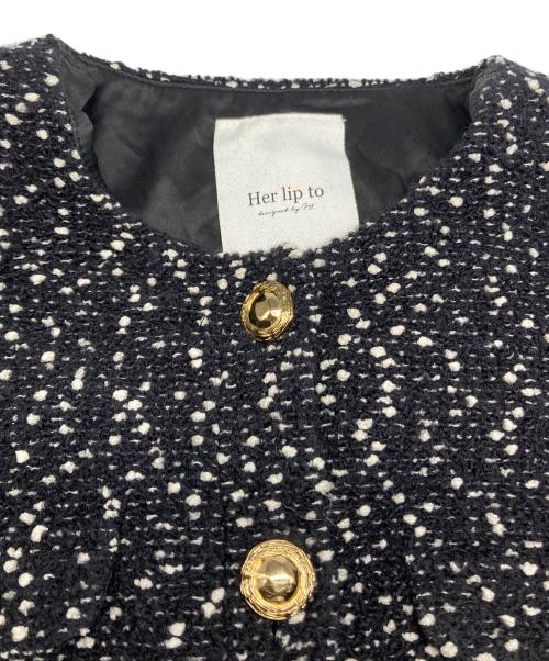 HER LIP TO（ハーリップトゥ）Her lip to (ハーリップトゥ) Mix Loop Tweed Dress ブラック サイズ:Sの古着・服飾アイテム