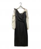 HER LIP TOハーリップトゥ）の古着「Faubourg Shoulder Ribbon Dress」｜ホワイト×ブラック
