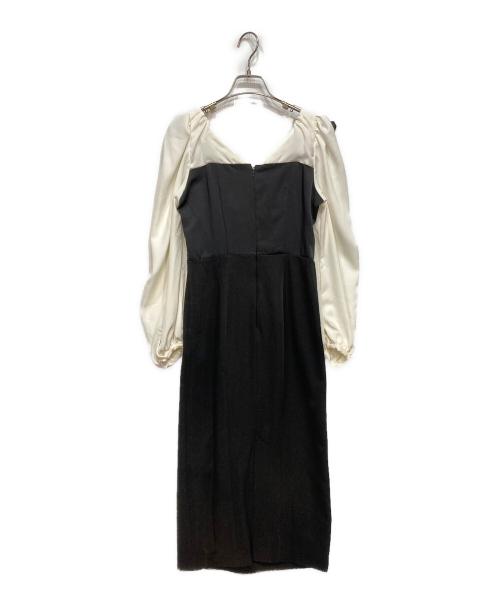 HER LIP TO（ハーリップトゥ）HER LIP TO (ハーリップトゥ) Faubourg Shoulder Ribbon Dress ホワイト×ブラック サイズ:Sの古着・服飾アイテム