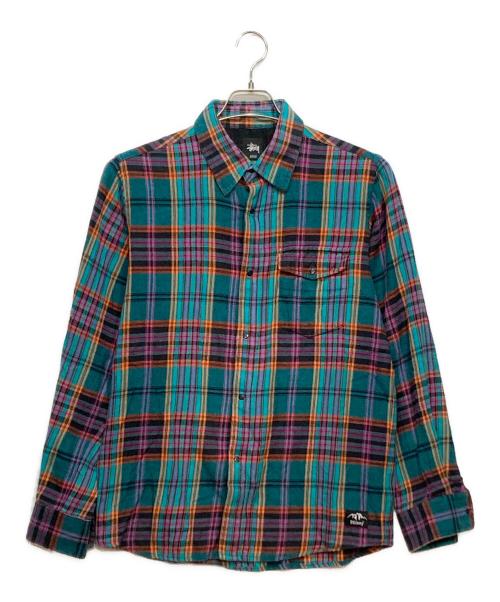 stussy（ステューシー）stussy (ステューシー) スナップチェックシャツ グリーン サイズ:Mの古着・服飾アイテム