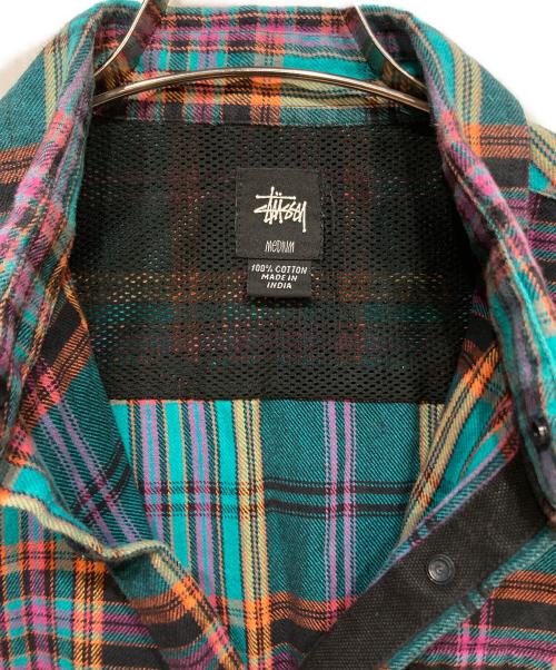 stussy（ステューシー）stussy (ステューシー) スナップチェックシャツ グリーン サイズ:Mの古着・服飾アイテム