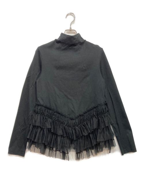 noir kei ninomiya（ノワール ケイ ニノミヤ）noir kei ninomiya (ノワール ケイ ニノミヤ) チュール フリル ハイネック カットソー ブラック サイズ:Sの古着・服飾アイテム