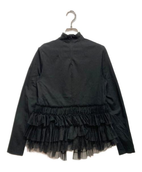 noir kei ninomiya（ノワール ケイ ニノミヤ）noir kei ninomiya (ノワール ケイ ニノミヤ) チュール フリル ハイネック カットソー ブラック サイズ:Sの古着・服飾アイテム