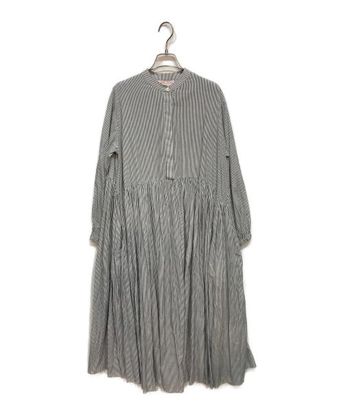 BEARDSLEY（ビアズリー）BEARDSLEY (ビアズリー) 先染めギャザーワンピース グレー サイズ:1の古着・服飾アイテム