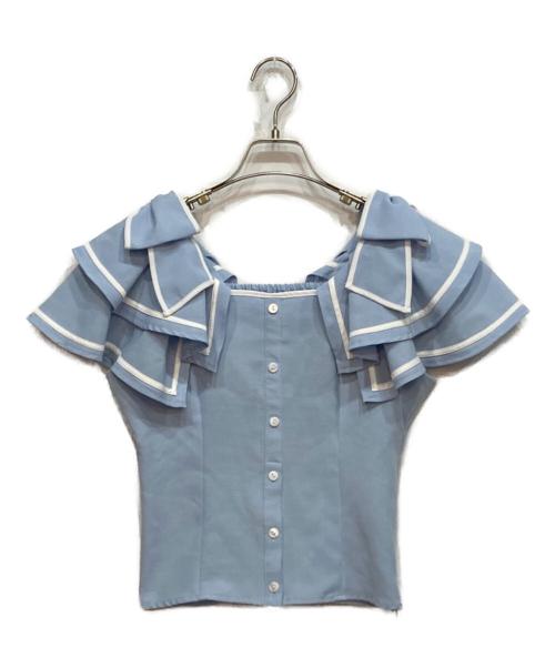 Snidel（スナイデル）Snidel (スナイデル) スナイデル スクエアスリーブブラウス ブルー サイズ:FREEの古着・服飾アイテム