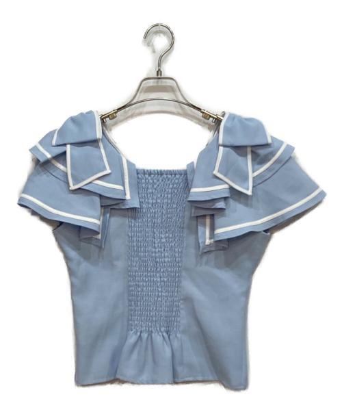 Snidel（スナイデル）Snidel (スナイデル) スナイデル スクエアスリーブブラウス ブルー サイズ:FREEの古着・服飾アイテム