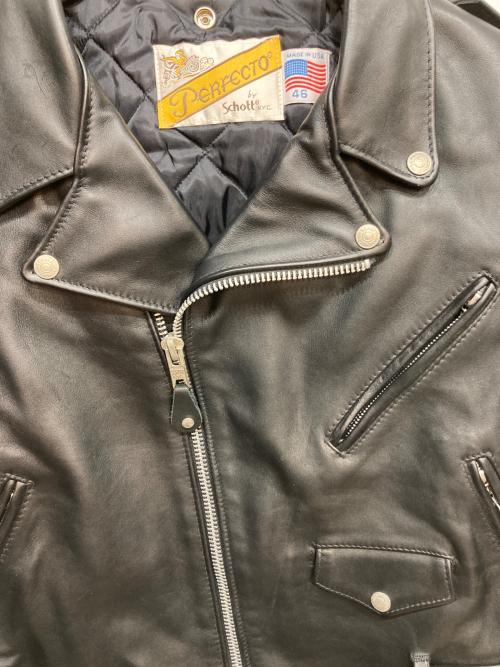 Schott（ショット）Schott (ショット) 618 ダブルライダースジャケット ブラック サイズ:46の古着・服飾アイテム