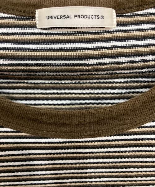 UNIVERSAL PRODUCTS.（ユニバーサルプロダクツ）UNIVERSAL PRODUCTS. (ユニバーサルプロダクツ) Multi Border L/S T-shirt ブラウン サイズ:Lの古着・服飾アイテム