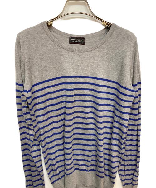 JOHN SMEDLEY（ジョンスメドレー）JOHN SMEDLEY (ジョンスメドレー) ボーダーニット グレー×ブルー サイズ:XSの古着・服飾アイテム
