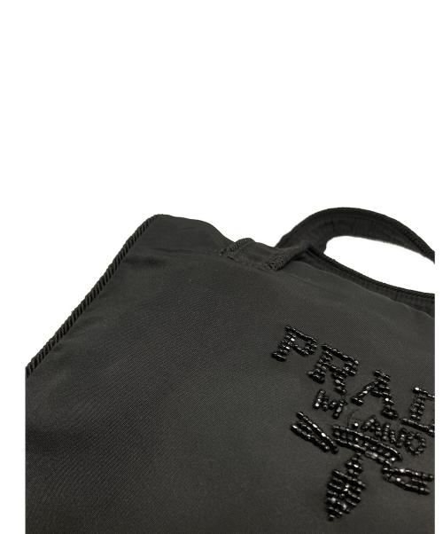 PRADA（プラダ）PRADA (プラダ) ビーズ ナイロン ハンドバッグ ブラックの古着・服飾アイテム