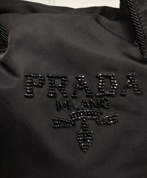 PRADA（プラダ）PRADA (プラダ) ビーズ ナイロン ハンドバッグ ブラックの古着・服飾アイテム