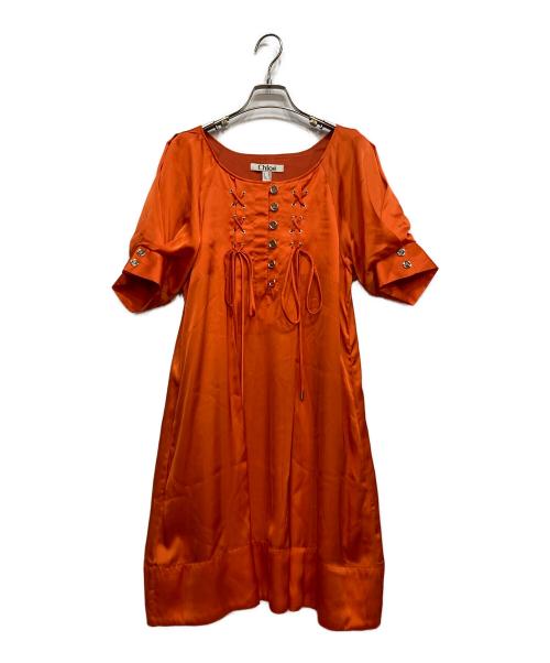Chloe（クロエ）Chloe (クロエ) シルク混ワンピース オレンジ サイズ:40の古着・服飾アイテム