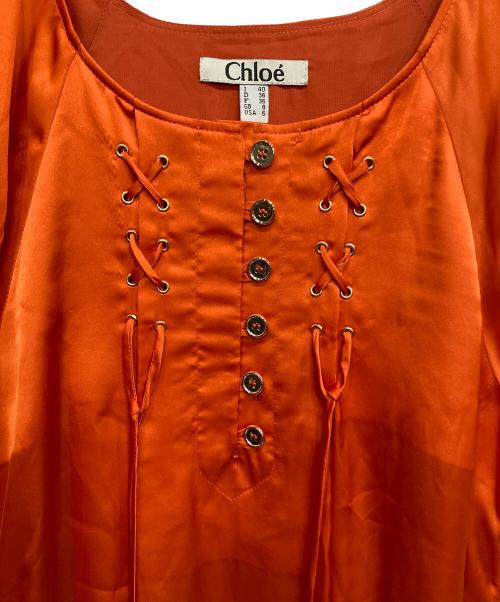Chloe（クロエ）Chloe (クロエ) シルク混ワンピース オレンジ サイズ:40の古着・服飾アイテム