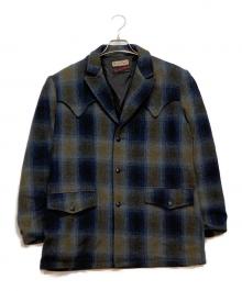 Weather Jack（ウェザージャック）の古着「オンブレチェックウエスタンウールジャケット」｜ネイビー