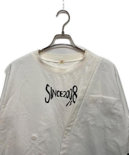 β（ベータ）β (ベータ) ロゴプリント 袖口ニットプルオーバー ホワイト サイズ:9の古着・服飾アイテム