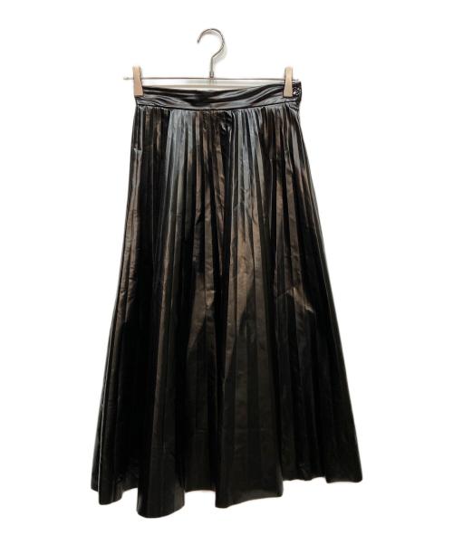 MM6 Maison Margiela（エムエムシックスメゾンマルジェラ）MM6 Maison Margiela (エムエムシックスメゾンマルジェラ) コーティング フェイクレザープリーツスカート ブラック サイズ:38の古着・服飾アイテム