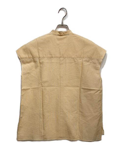 GALERIE VIE（ギャルリーヴィー）GALERIE VIE (ギャルリーヴィー) バンドカラー シャツ ホワイト×イエロー サイズ:36の古着・服飾アイテム