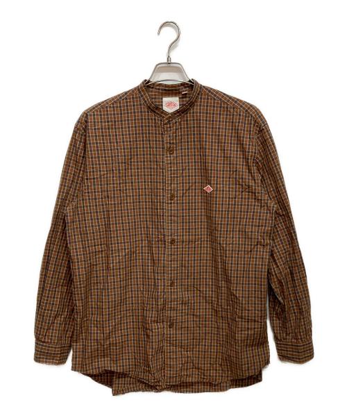 DANTON（ダントン）DANTON (ダントン) コットンツイル バンドカラーシャツ ブラウン サイズ:42の古着・服飾アイテム