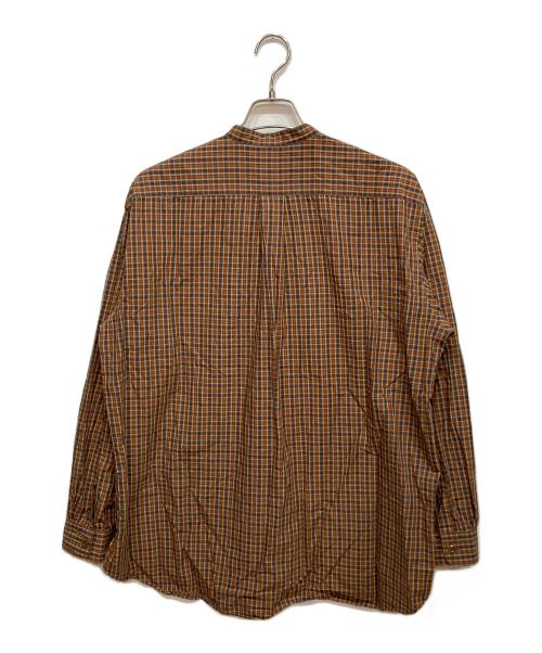 DANTON（ダントン）DANTON (ダントン) コットンツイル バンドカラーシャツ ブラウン サイズ:42の古着・服飾アイテム
