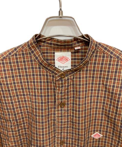 DANTON（ダントン）DANTON (ダントン) コットンツイル バンドカラーシャツ ブラウン サイズ:42の古着・服飾アイテム