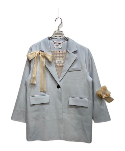 LA POMME（ラポミ）LA POMME (ラポミ) Ribbon Attacthed  Jacket ブルー サイズ:M 未使用品の古着・服飾アイテム