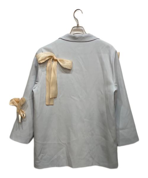 LA POMME（ラポミ）LA POMME (ラポミ) Ribbon Attacthed  Jacket ブルー サイズ:M 未使用品の古着・服飾アイテム