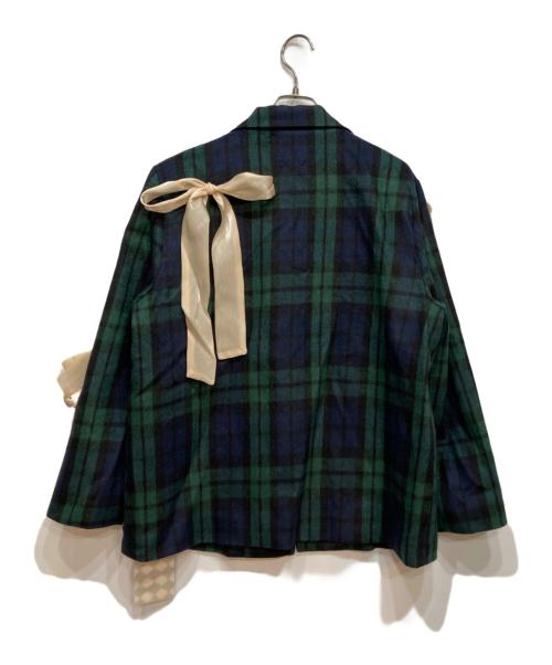 LA POMME（ラポミ）LA POMME (ラポミ) Ribbon Attacthed jacket グリーン サイズ:M 未使用品の古着・服飾アイテム
