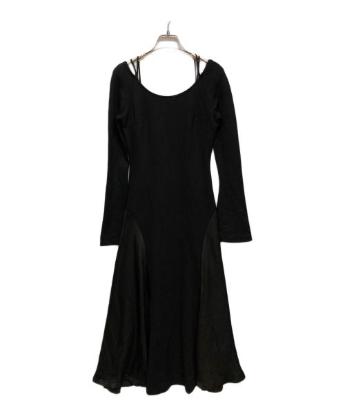 polaura（ポロ―ラ）polaura (ポロ―ラ) オフショルダーサテンスイッチロングワンピース ブラック サイズ:Ｓの古着・服飾アイテム