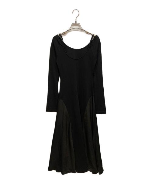 polaura（ポロ―ラ）polaura (ポロ―ラ) オフショルダーサテンスイッチロングワンピース ブラック サイズ:Ｓの古着・服飾アイテム