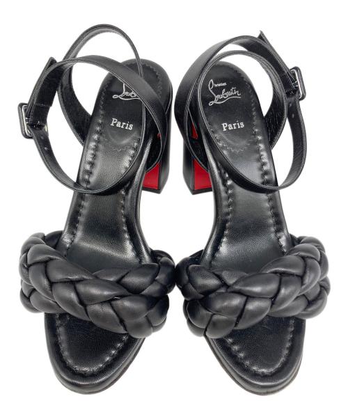 Christian Louboutin（クリスチャン・ルブタン）Christian Louboutin (クリスチャン・ルブタン) 編み込みサンダル ブラック サイズ:36 1/2の古着・服飾アイテム