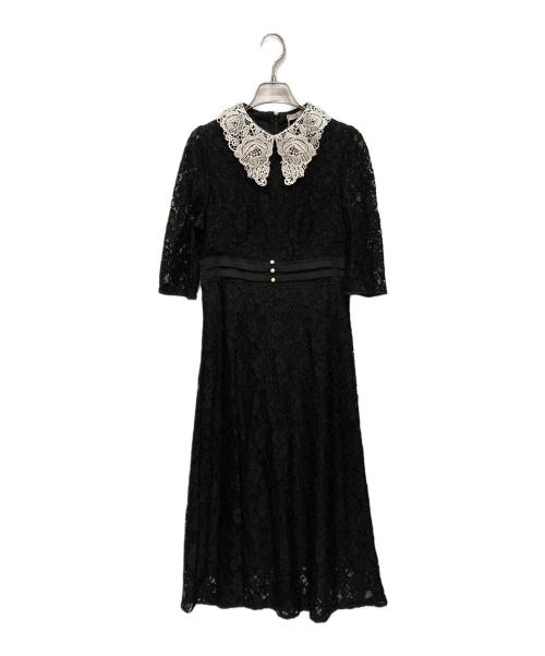 LeJa（レジャ）LeJa (レジャ) レースビッグカラー花柄刺繍ロングフレアドレスワンピース ブラック サイズ:Ｓ 未使用品の古着・服飾アイテム