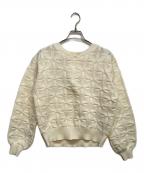 SHIPSシップス）の古着「2WAY フラワー ジャカード ハーフ ジップ プルオーバー ships」｜アイボリー
