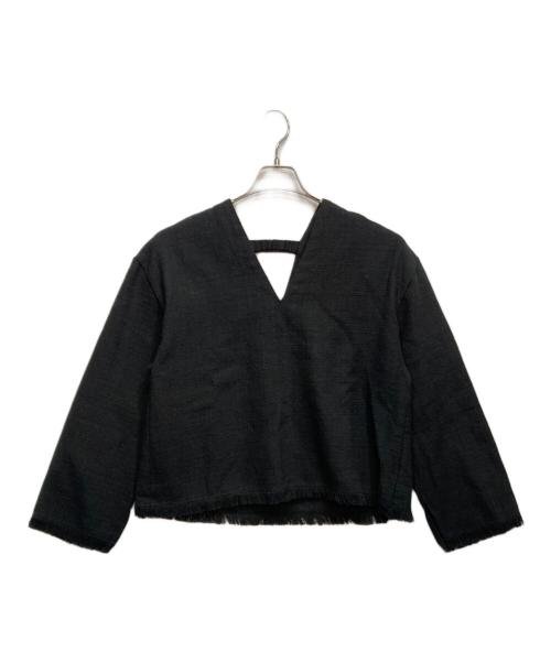 IENA（イエナ）IENA (イエナ) ツイード フリンジT ブラウス ブラック サイズ:F 未使用品の古着・服飾アイテム